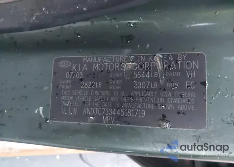 2004 Kia Sorento Ex/Lx z USA, uszkodzony, nr VIN KNDJC733445181719